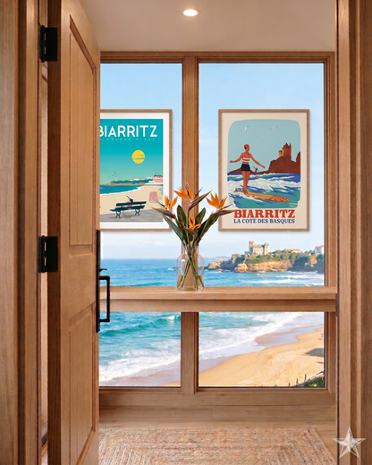 「BIARRITZ Rétro Surf」 フランス製ポスター マルセル(Marcel) MB34308