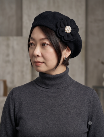 「Fléchet」 ベレー帽 フレシェ 2H369 黒