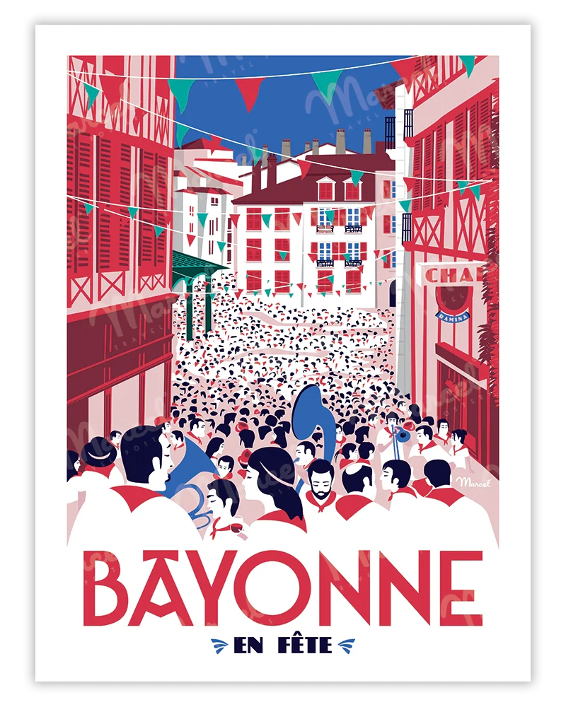 「BAYONNE en Fête」 バイヨンヌ祭り フランス製ポスター マルセル(Marcel) MB34152