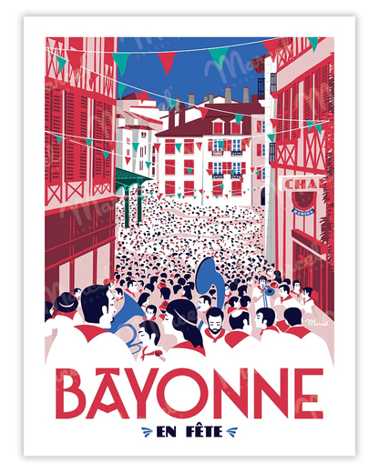「BAYONNE en Fête」 バイヨンヌ祭り フランス製ポスター マルセル(Marcel) MB34152