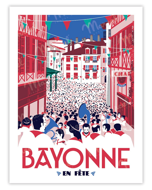 「BAYONNE en Fête」 バイヨンヌ祭り フランス製ポスター マルセル(Marcel) MB34152