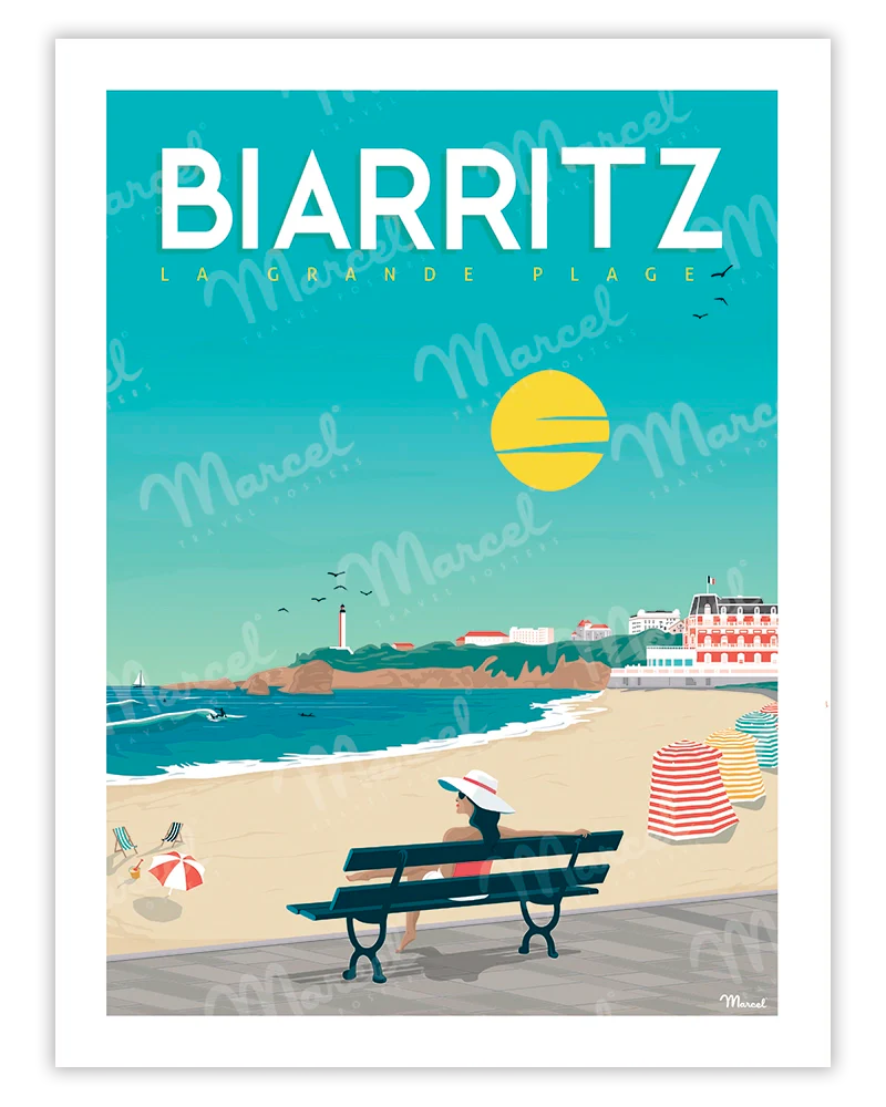 「BIARRITZ Vacances à la Grande Plage」 フランス製ポスター マルセル(Marcel) MB34167