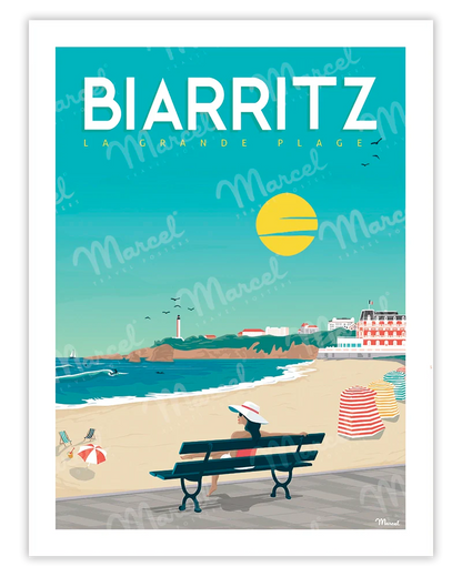 「BIARRITZ Vacances à la Grande Plage」 フランス製ポスター マルセル(Marcel) MB34167