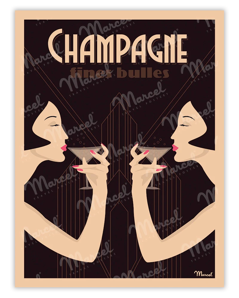 「CHAMPAGNE Fines Bulles」 フランス製ポスター マルセル(Marcel) MB34254