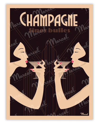 「CHAMPAGNE Fines Bulles」 フランス製ポスター マルセル(Marcel) MB34254