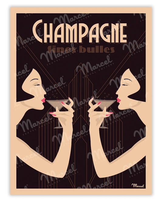 「CHAMPAGNE Fines Bulles」 フランス製ポスター マルセル(Marcel) MB34254