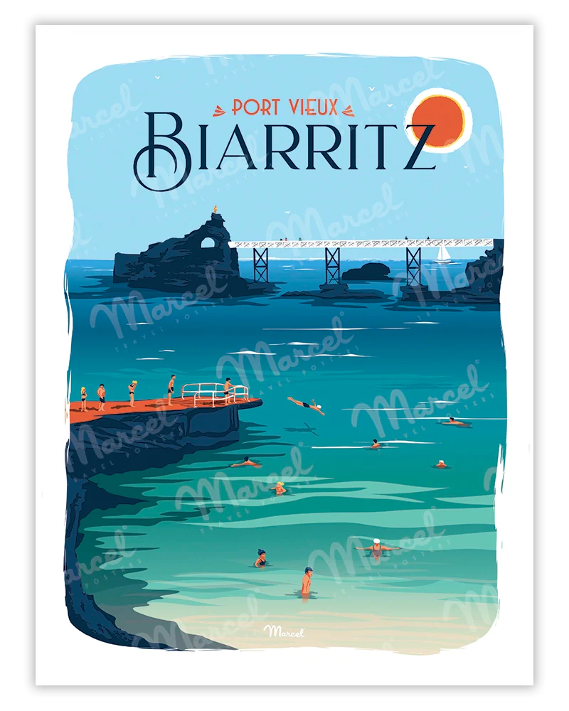 「BIARRITZ Port Vieux」 フランス製ポスター マルセル(Marcel) MB34460