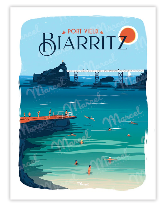 「BIARRITZ Port Vieux」 フランス製ポスター マルセル(Marcel) MB34460
