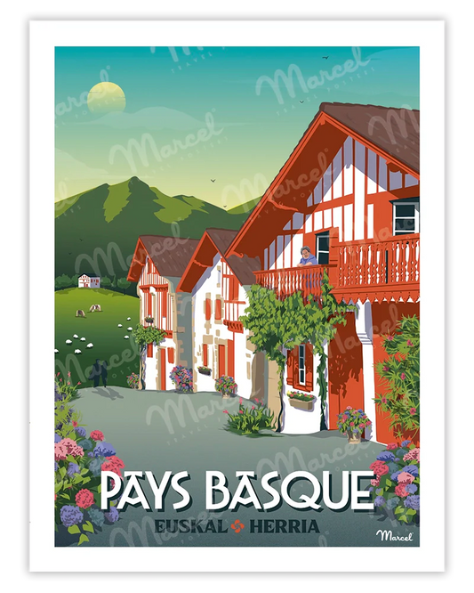 「PAYS BASQUE Village Basque」 フランス製ポスター マルセル(Marcel) MB34602