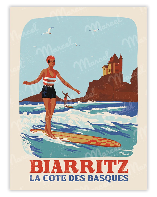 「BIARRITZ Rétro Surf」 フランス製ポスター マルセル(Marcel) MB34308